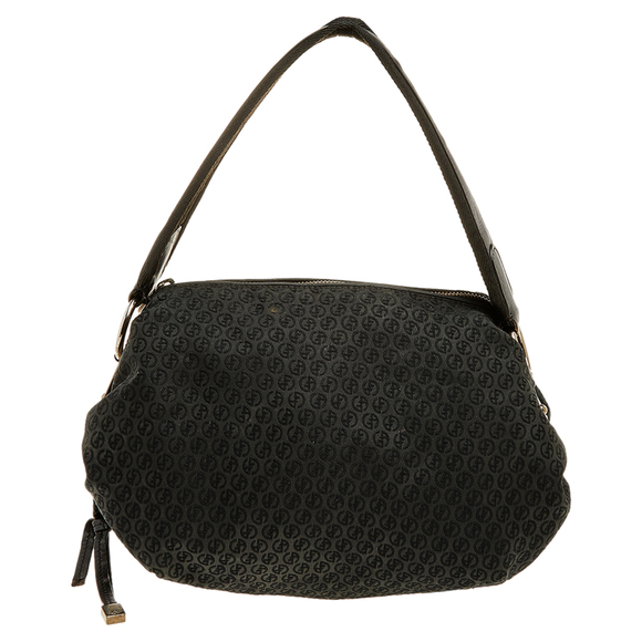 Emporio Armani Handbags - GIORGIO ARMANI Black Signature Canvas And Leather Shoulder Bag